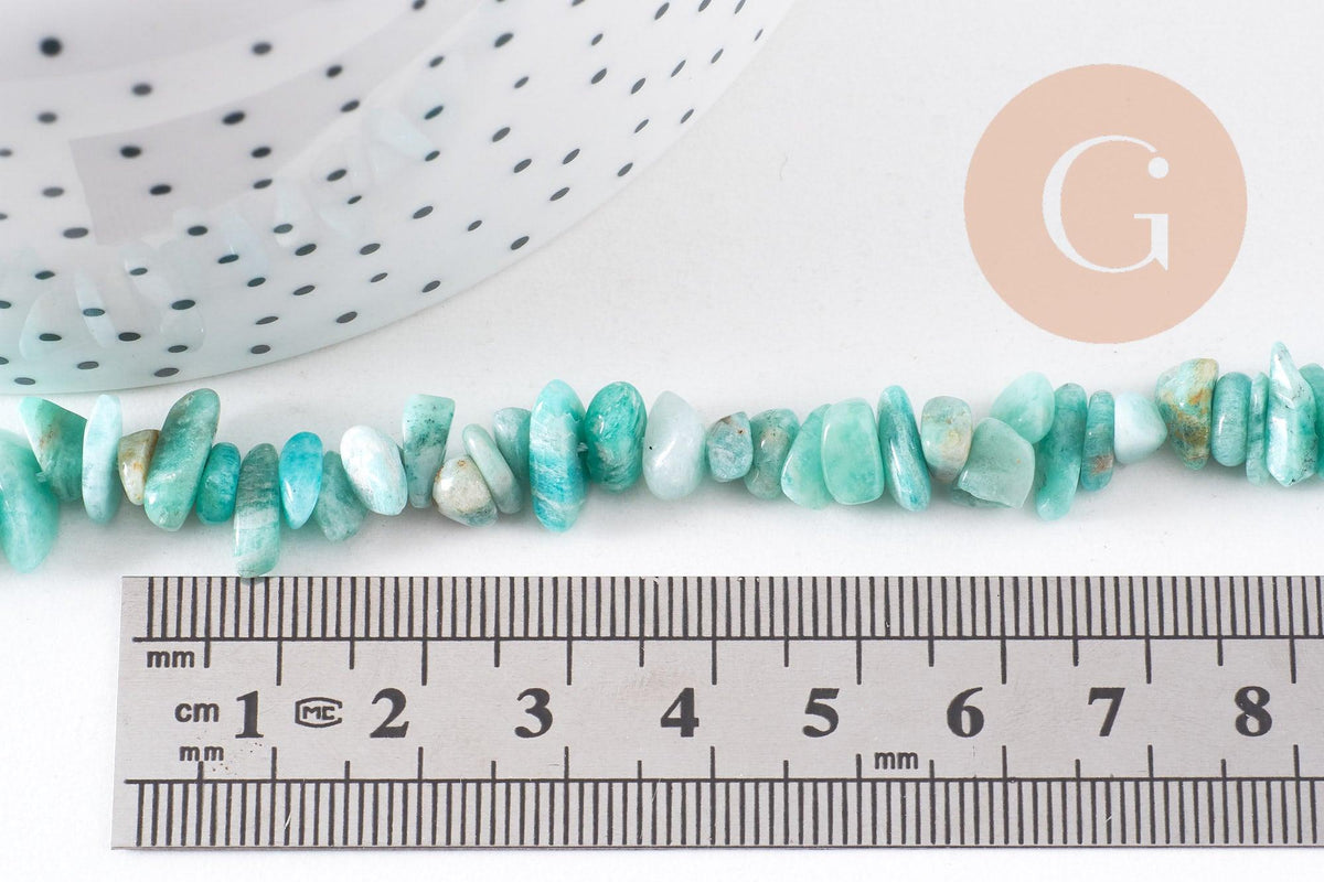 EP-Perles chips amazonite naturelle 5-14mm,x1 fil 40 cm x1 (G5180)