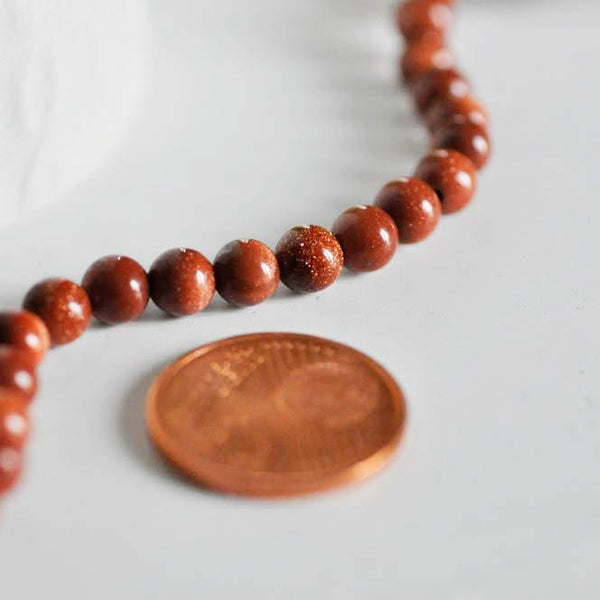 EP Perles goldstone marron, fourniture créative, perles rondes,goldstone marron, pierre synthèse,pailettes,perles pierre, 6mm,x 10 G3892