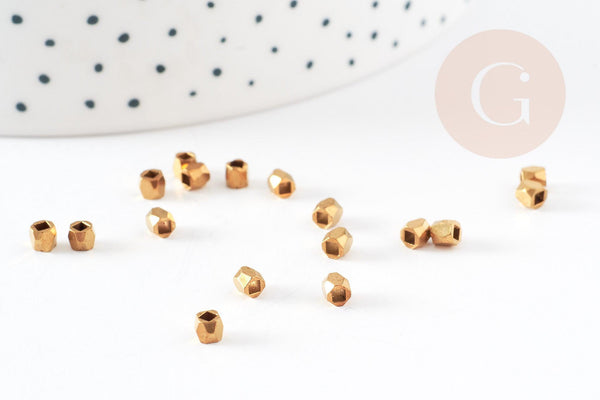 EP Perles intercalaires facettées laiton brut 2.5mm, x50 (G7315)