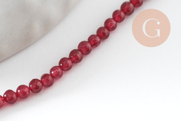 EP-Perles jade bordeau 2mm, jade naturel, perles bijoux,2mm,fil de 38 cm, x1 (G2001)