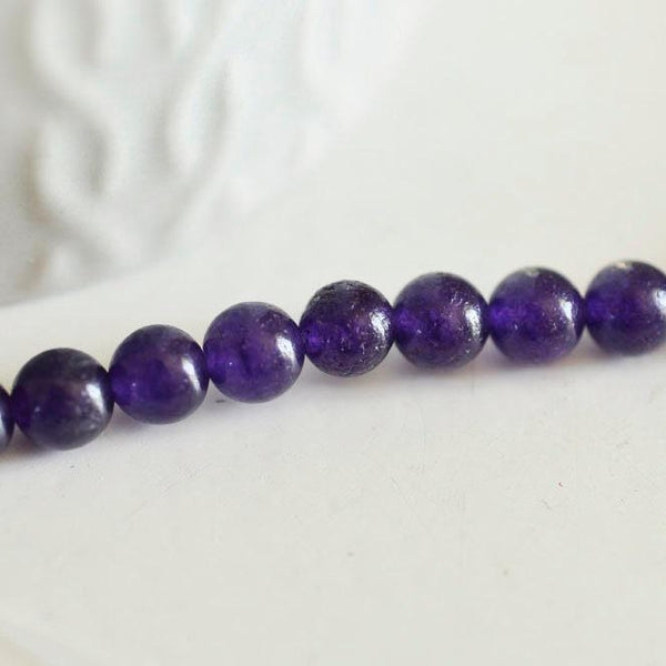 EP Perles jade violet foncé,perles rondes, jade violet,jade naturel, création bijoux, x 10,pierre naturelle,6mm-G894