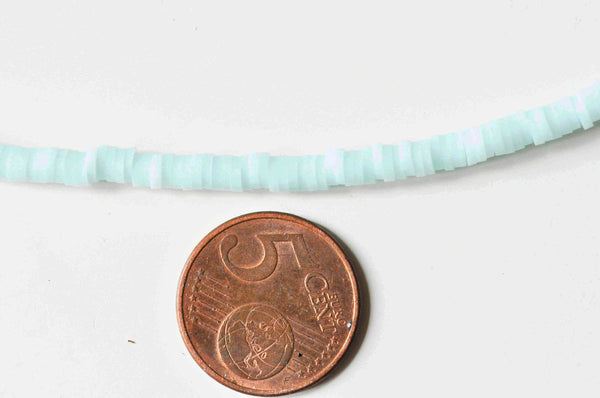 EP -Perles polymère bleu turquoise clair heishi 4mm,fabrication bijoux, Perles plastique, perle heishi disque, 4mm,le fil de 320 perles G4208