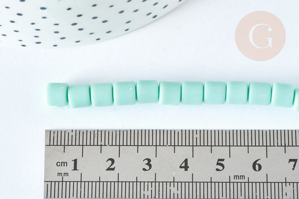 EP-Perles polymère tube Turquoise 6.5x6 mm, fabrication bijoux heishi plastique,le fil de 40cm G7198
