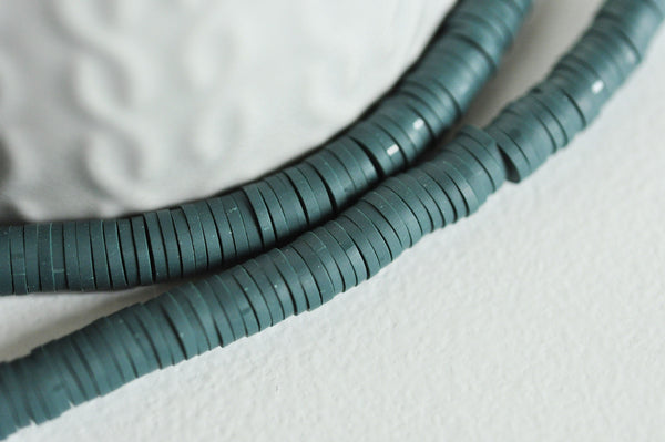 EP Perles polymère vert foncé heishi 6mm,le fil de 320 perles-G1567