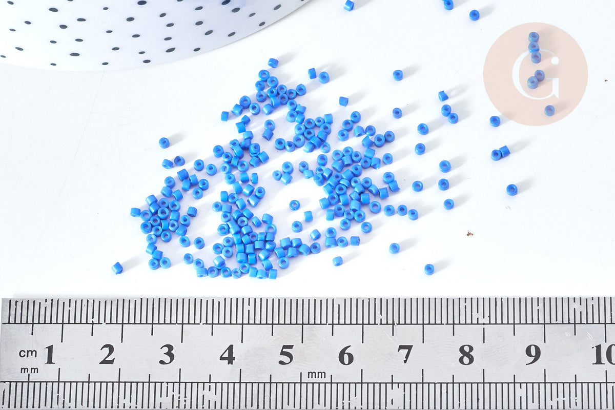 Perles tube verre bleu façon Delica miyuki, x1 sachet de 8g (G7765)