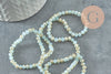 EP-Perles rondelles verre opaque facettées bleu pâle et doré 4x3mm, bijou fantaisie DIY, fil de 39cm, x1 G8264
