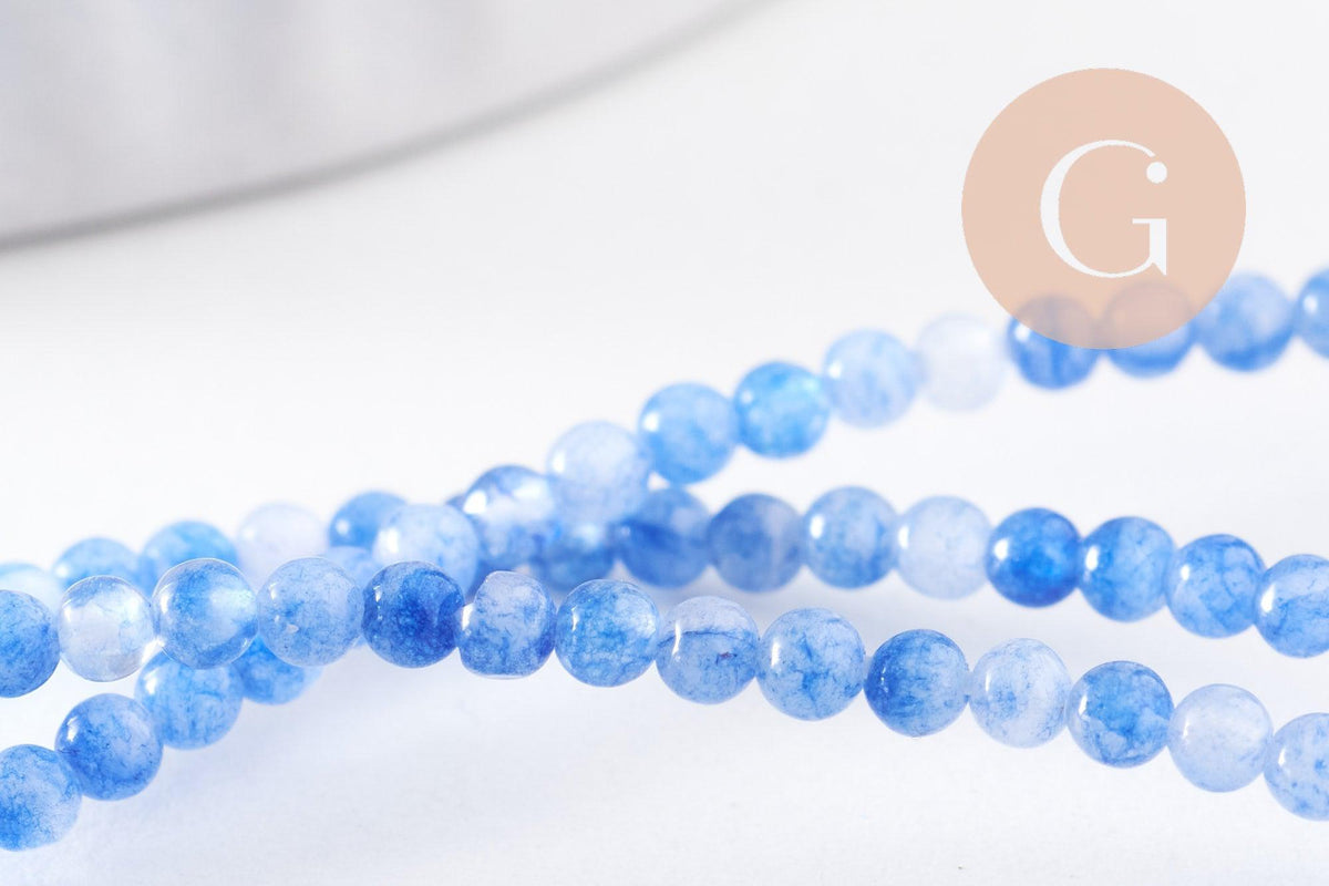 Perles jade bleu 2mm, jade naturel, perle pierre,fournitures créatives, pierre précieuse,perles bijoux,2mm,fil de 40 cm-(G1125)