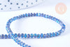 EP-Perles toupies cristal bleu irisé 3.5x2.5mm, perles bijoux, perle cristal,Perle verre facette,création bijoux, fil 25.4cm G6752