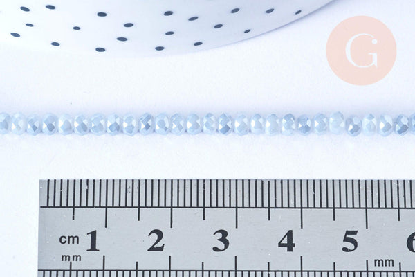 EP-Perles toupies cristal gris clair irisé 3.5x2.5mm, perles bijoux, perle cristal,Perle verre facette,création bijoux, fil 25.4cm G6755