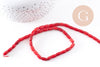 Perles tube corail en bambou de mer (imitation corail), corail teinté, 5x8mm,le fil de 40cm x1 (G4137)
