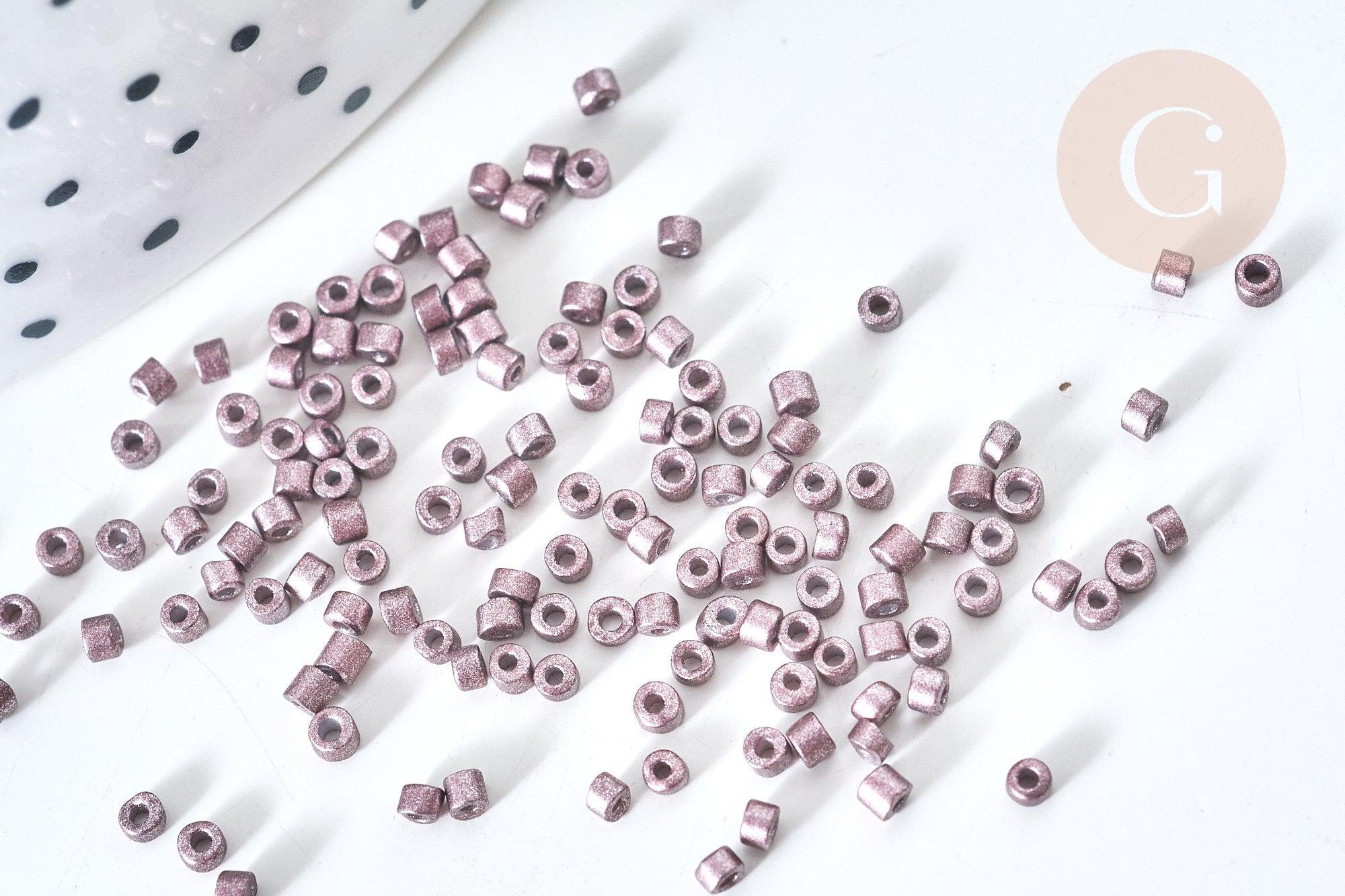 EP-Perles tube verre marron glacé métallisé mat façon Delica miyuki, x1 sachet de 8g (G7771)