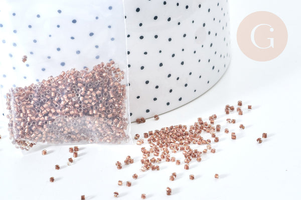 EP-Perles tube verre marron transparent façon Delica miyuki, x1 sachet de 8g (G7778)