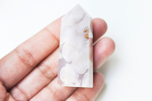 EP Pointe agate fleur naturelle roulée, agate fleur naturelle, pierre semi-precieuse, séance lithothérapie, la pièce G4866