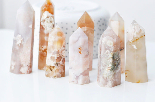 EP Pointe agate fleur naturelle roulée, agate fleur naturelle, pierre semi-precieuse, séance lithothérapie, la pièce G4868