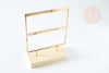 EP Présentoir à bijoux boucles d'oreilles laiton doré socle bois 20.7cm 2 rangées, x1 G8377