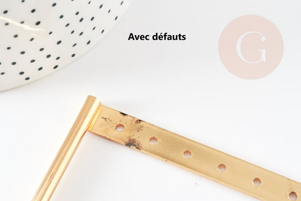 EP Présentoir à bijoux boucles d'oreilles laiton doré socle bois 20.7cm 2 rangées, x1 G8377