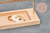 Présentoir à bijoux boucles d'oreilles laiton doré socle bois 30cm, x1 (G9451)