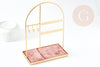 EP Présentoir à bijoux laiton doré velours vieux rose, présentoir pour rangement de bijoux, x1 G9136