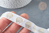 EP Ruban élastique blanc or coquillage EFJF,bracelet EVJF,ruban mariage, scrapbooking,16mm, x1 mètre G6907 (adn)