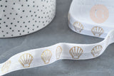 EP Ruban élastique blanc or coquillage EFJF,bracelet EVJF,ruban mariage, scrapbooking,16mm, x1 mètre G6907 (adn)