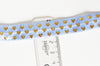 EP Ruban élastique bleu coeurs or EFJF 16mm,1 mètre-G1522
