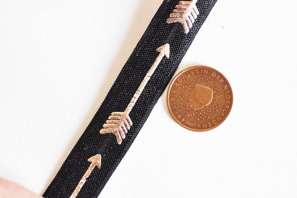 EP Ruban élastique flèche cuivré EFJF, fabrication bijoux, bracelet EVJF,ruban mariage,fourniture créative,scrapbooking,16mm,1 mètre-G1573