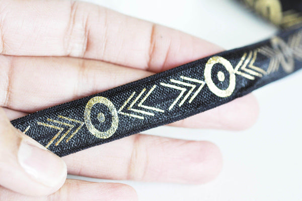 EP Ruban élastique motif Aztèque or EFJF, fabrication bijoux, bracelet EVJF,ruban mariage,fourniture créative,scrapbooking,16mm,1 mètre-G1578