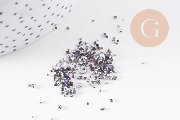 EP-Sable chips verre argenté 1.5~5mm non percé, x10gr (G0876)