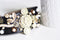 EP-Serre-tête cheveux médaille doré strass perles 110mm, x1 (G0416)