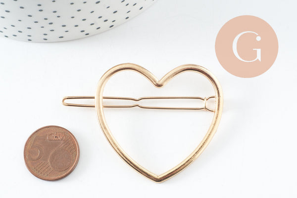 EP-Support barrette coeur zamac doré 48.5mm, x1 (G4387)