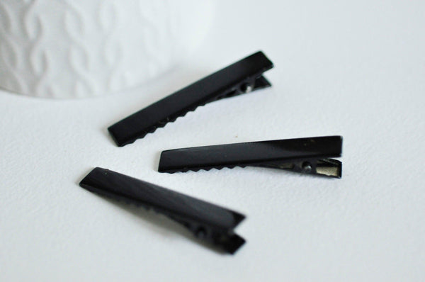 EP Supports barrette métal noir sans plateau, pince crocodile,accessoires cheveux, fabrication bijoux, x 2, 4.6cm-G1410