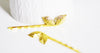 EP-Supports de barrette fer doré feuille 27mm, x5 (G4386)