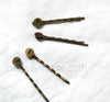 EP Supports de barrette métal bronze avec plateau,fournitures créatives, accessoires cheveux, fabrication bijoux, x 5-G2048