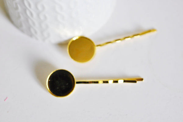 EP Supports de barrette métal doré support cabochon 18mm,x 5 -G361