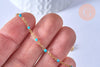 EP-chaine de cheville acier doré 14k résine bleu clair chaine dorée 1.5-2mm/23cm, x1 (G3660)
