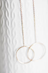 EP collier cercles entrelacé acier inoxydable or rose,collier sans nickel,collier minimaliste, cadeau St valentin 2mm,45cm-G0632