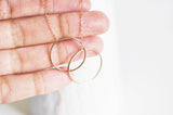 EP collier cercles entrelacé acier inoxydable or rose,collier sans nickel,collier minimaliste, cadeau St valentin 2mm,45cm-G0632