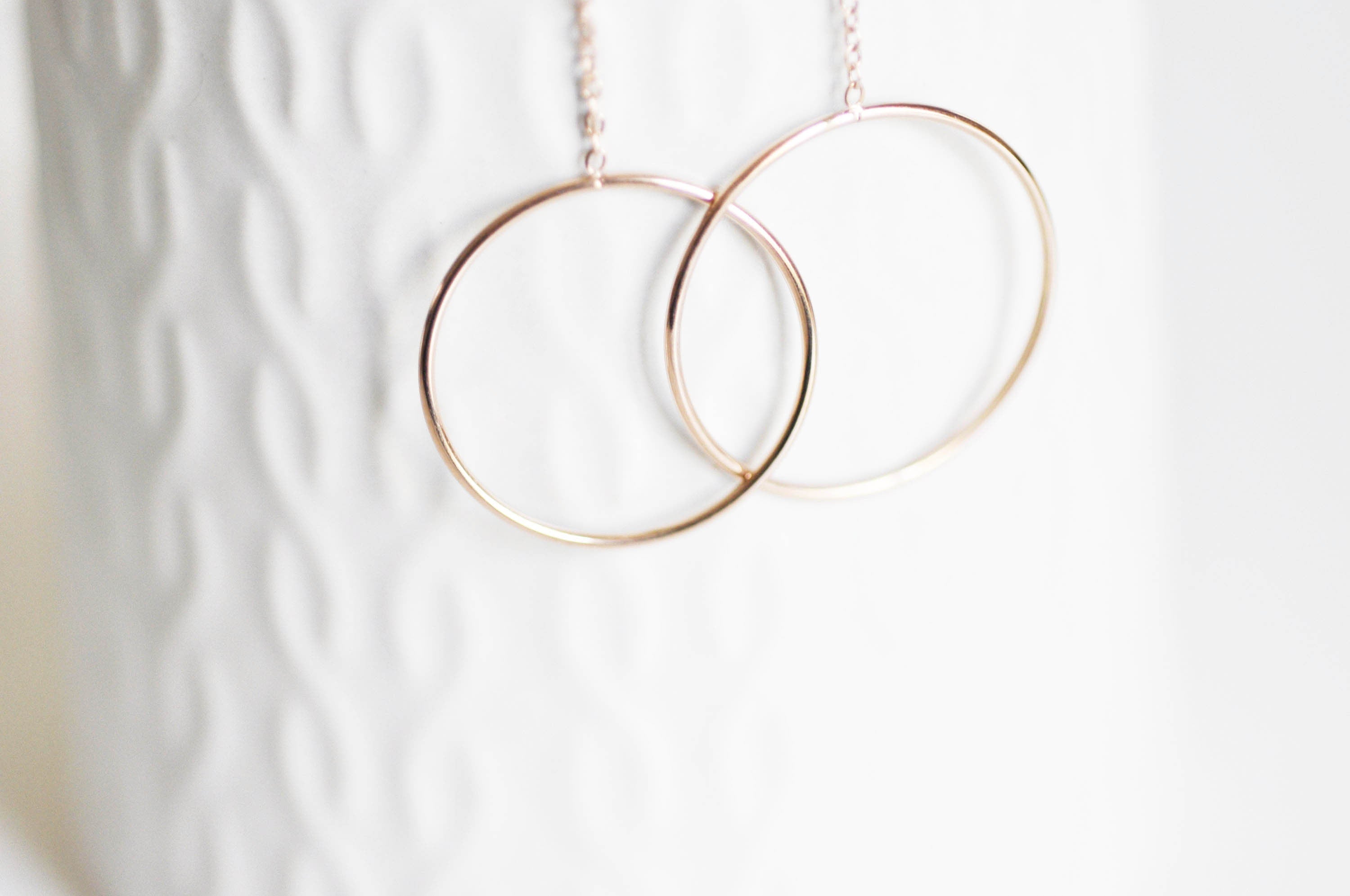 EP collier cercles entrelacé acier inoxydable or rose,collier sans nickel,collier minimaliste, cadeau St valentin 2mm,45cm-G0632