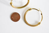 EP créoles maille acier doré, bijoux doré, création bijoux, oreille percée,sans nickel, la paire, boucles acier, 44.5mm-G72