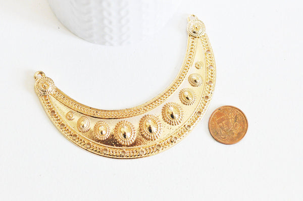 EP pendentif connecteur plastron zamac doré 99mm, x1 G5304