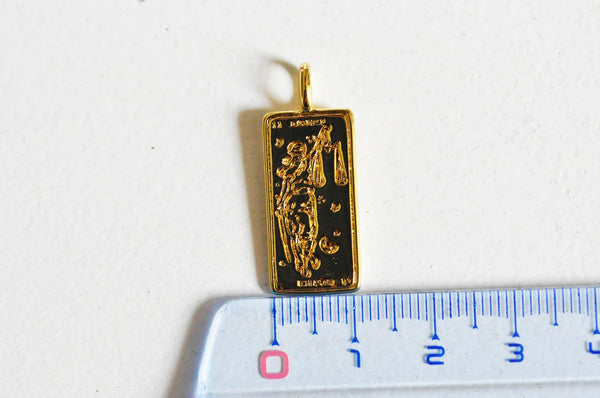 EP pendentif médaille rectangle Justice laiton doré 18k cristal sans nickel,création bijoux,pendentif amour, 29.4mm G3561