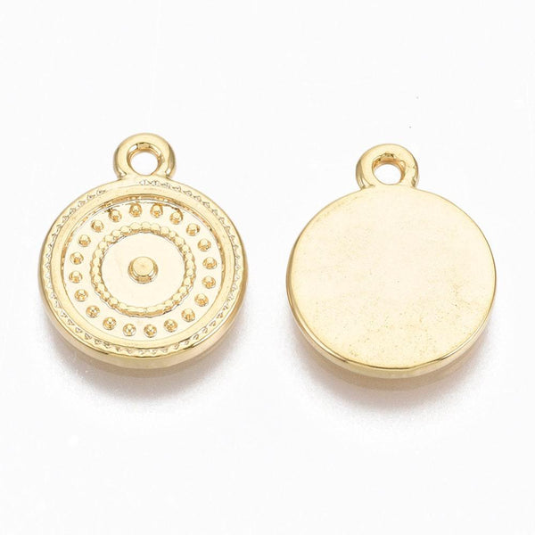 EP-pendentif médaille ronde zamac doré 18k 15mm, x1 G6008