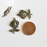 EP pendentif rose bronze,fleur, pendentif bronze,création bijoux, pendentif fleur,apprêt bronze,sans nickel, 2.5cm, les 5