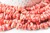 EP perle chips corail naturel rouge,perles corail,fabrication bijoux en corail rouge, corail naturel, coquillage rouge,fil de 160 perles G4067
