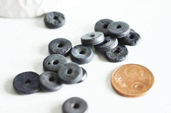 EP perle disque coco noir, bois naturel, perles bois,Perles géométriques,perle ronde bois création bijoux,10-12mm, les 50 G336