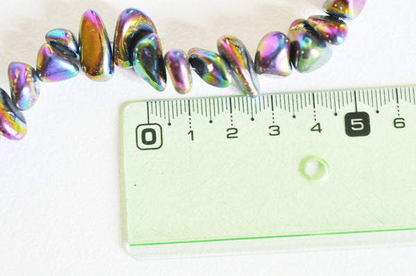 EP perle nuggets cristal quartz noir irisé,perle quartz naturel,perle pierre, création bijoux, fil de 37cm,10-23mm,G3041