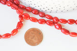 EP perle ovale corail rouge, perles corail, fabrication bijoux,corail rouge,corail naturel, 9-13x6-7.5mm, le fil 35 perles G5034