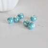 EP perle ronde porcelaine turquoise irisé,perle céramique,porcelaine turquoise,bijou porcelaine perle ronde, Les 5, 1cm-G528