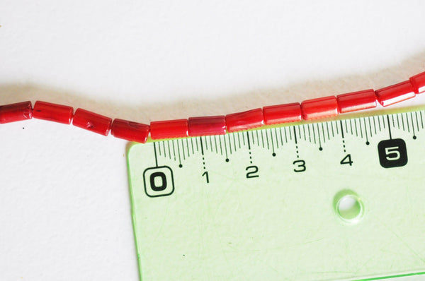 EP perle tube corail rouge naturel 8mm, x1 fil G3170