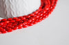 EP perles ovales corail naturel teinté rouge 4x8mm, perles coquillage fabrication bijoux, x1 fil de 39cm - G533